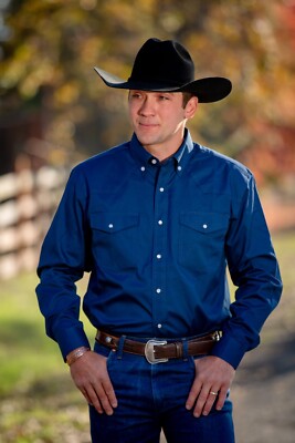 Wyoming Traders Mens Snap Up Long Sleeve Oxford Western Wear Shirt