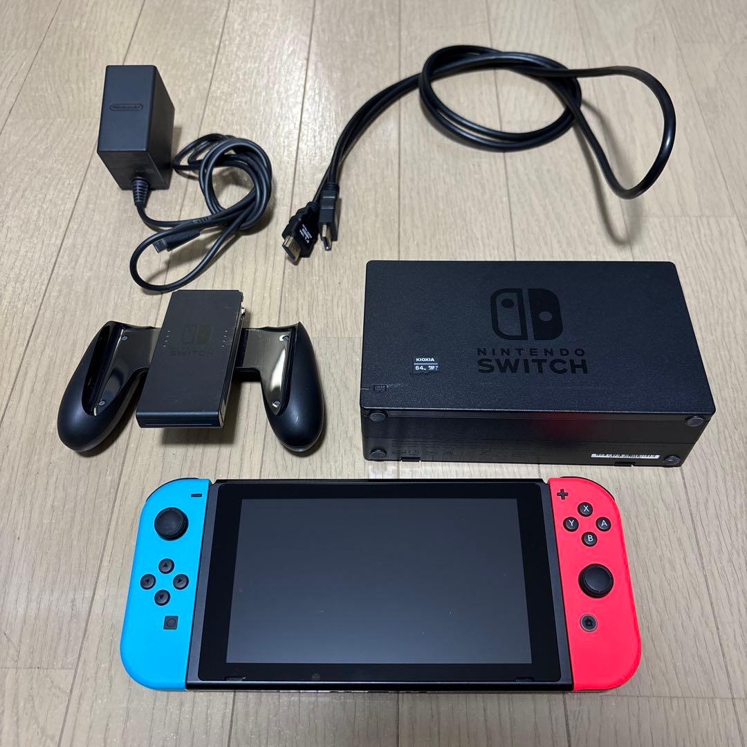 Nintendo Switch 青/赤 本体 ACアダプター、64GBメモリ付き - メルカリ