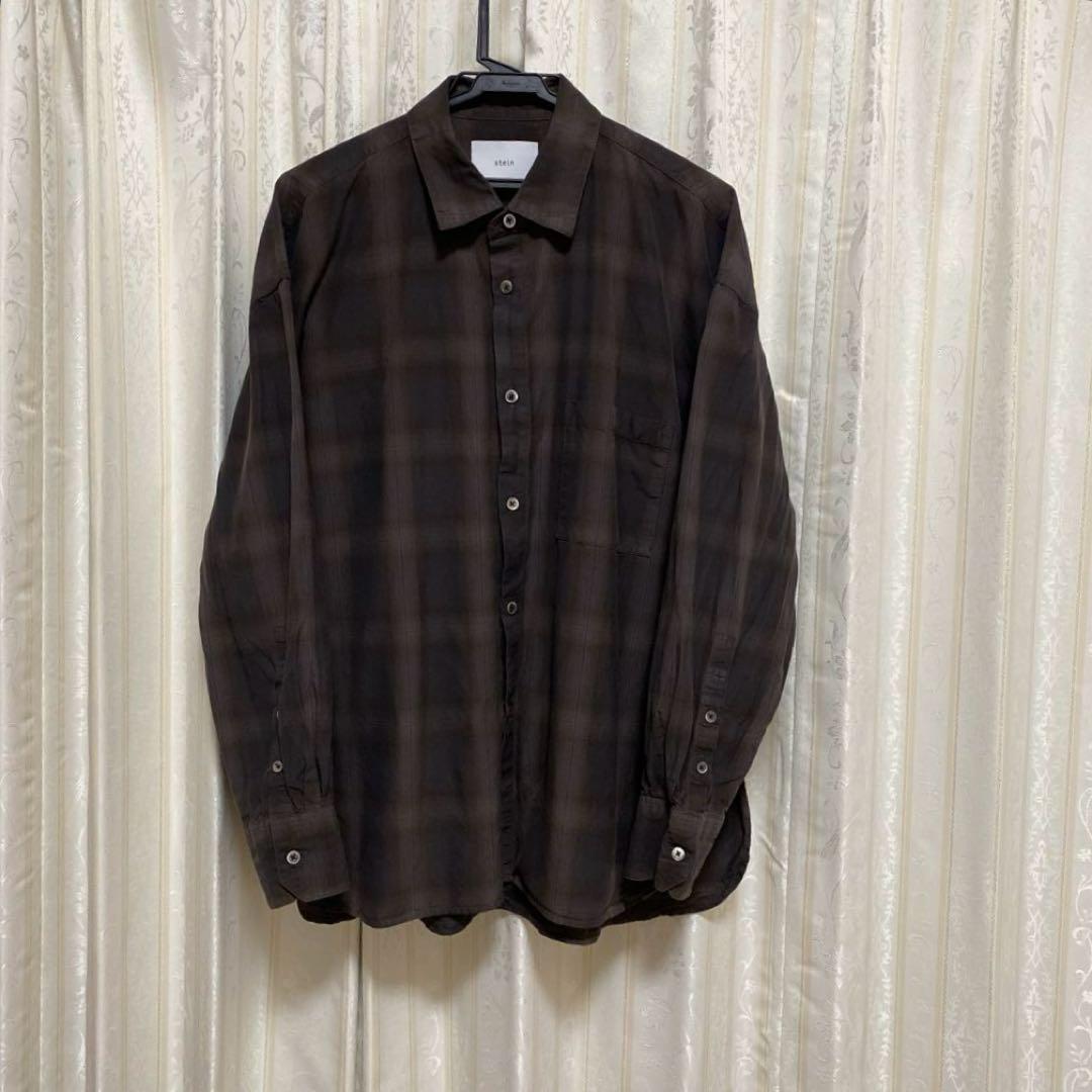 stein オンブレチェックシャツ stein OVERSIZED SS SHIRT・OMBRE CHECK DARK NAVY - tity